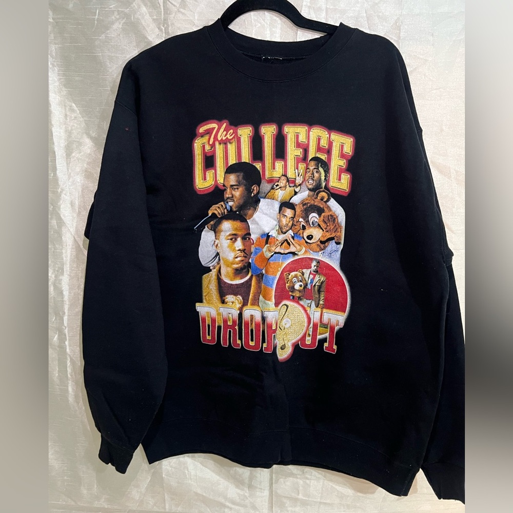 Kanye West College Dropout Graphic Crewneck Sweatshirt Black Men’s Medium